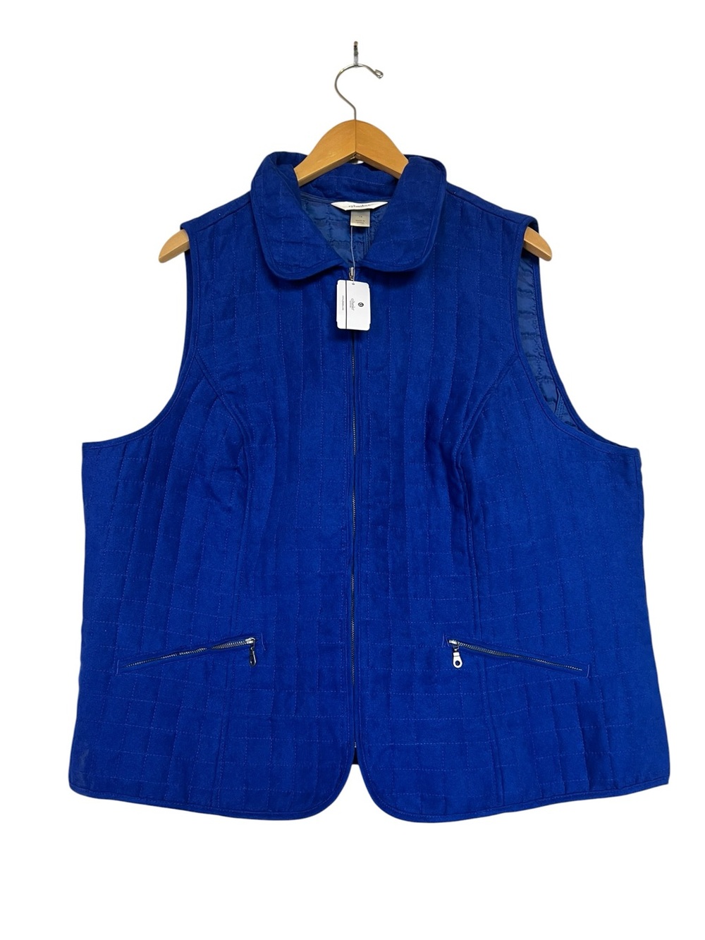 C.J. Banks NWT Women's 1X XL Quilted Blue Sleeveless Vest Jacket